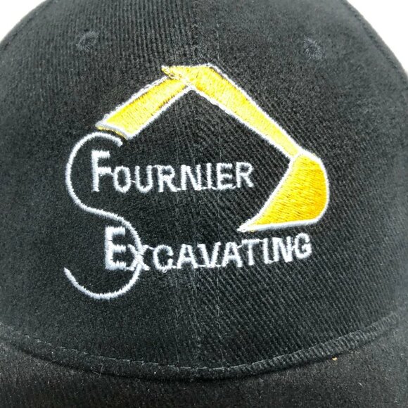 Vintage Hat Cap Strap Back Black Fournier Excavating Adjustable Cotton Embroider - Picture 6 of 7